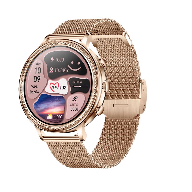 Montre Connectée Femme Bluetooth – Appels, SMS, Sport &amp; Santé – SmartLady
