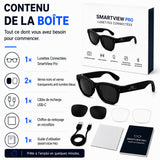 Lunettes Connectées IA avec Caméra HD 1080P – SmartView Pro – Verres Noirs et Verres Transparents Anti-Lumière Bleue inclus