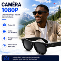 Lunettes Connectées IA avec Caméra HD 1080P – SmartView Pro – Verres Noirs et Verres Transparents Anti-Lumière Bleue inclus