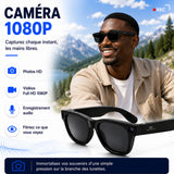 Lunettes Connectées IA avec Caméra HD 1080P – SmartView Pro – Verres Noirs et Verres Transparents Anti-Lumière Bleue inclus
