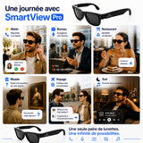 Lunettes Connectées IA avec Caméra HD 1080P – SmartView Pro – Verres Noirs et Verres Transparents Anti-Lumière Bleue inclus