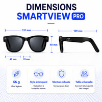 Lunettes Connectées IA avec Caméra HD 1080P – SmartView Pro – Verres Noirs et Verres Transparents Anti-Lumière Bleue inclus