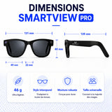 Lunettes Connectées IA avec Caméra HD 1080P – SmartView Pro – Verres Noirs et Verres Transparents Anti-Lumière Bleue inclus